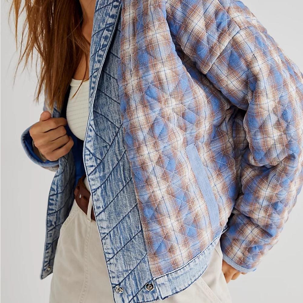 BLANKNYC “Fall For You” plaid quilted Kimono Jacket